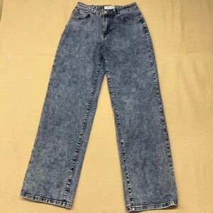 Wax Jean Collection Womens High Rise Acid Wash Straight Leg Jeans Blue Size 3/26